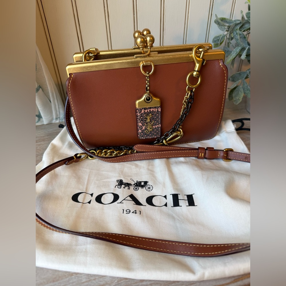 COACH DOUBLE FRAME 19 BAG WITH SNAKESKIN TRIM